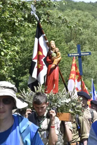 Carrying a state of the Blessed Mother on the Annual Chartres Pilgrimage